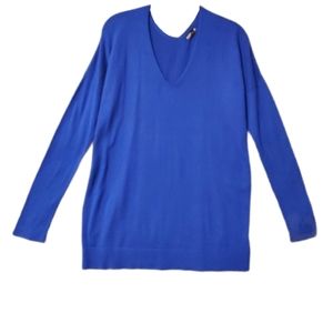 Express v neck tunic sweater blue L